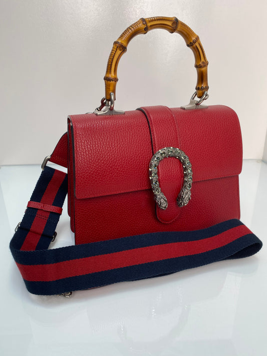 Gucci Red & Bamboo Top Handle Dionysus Bag