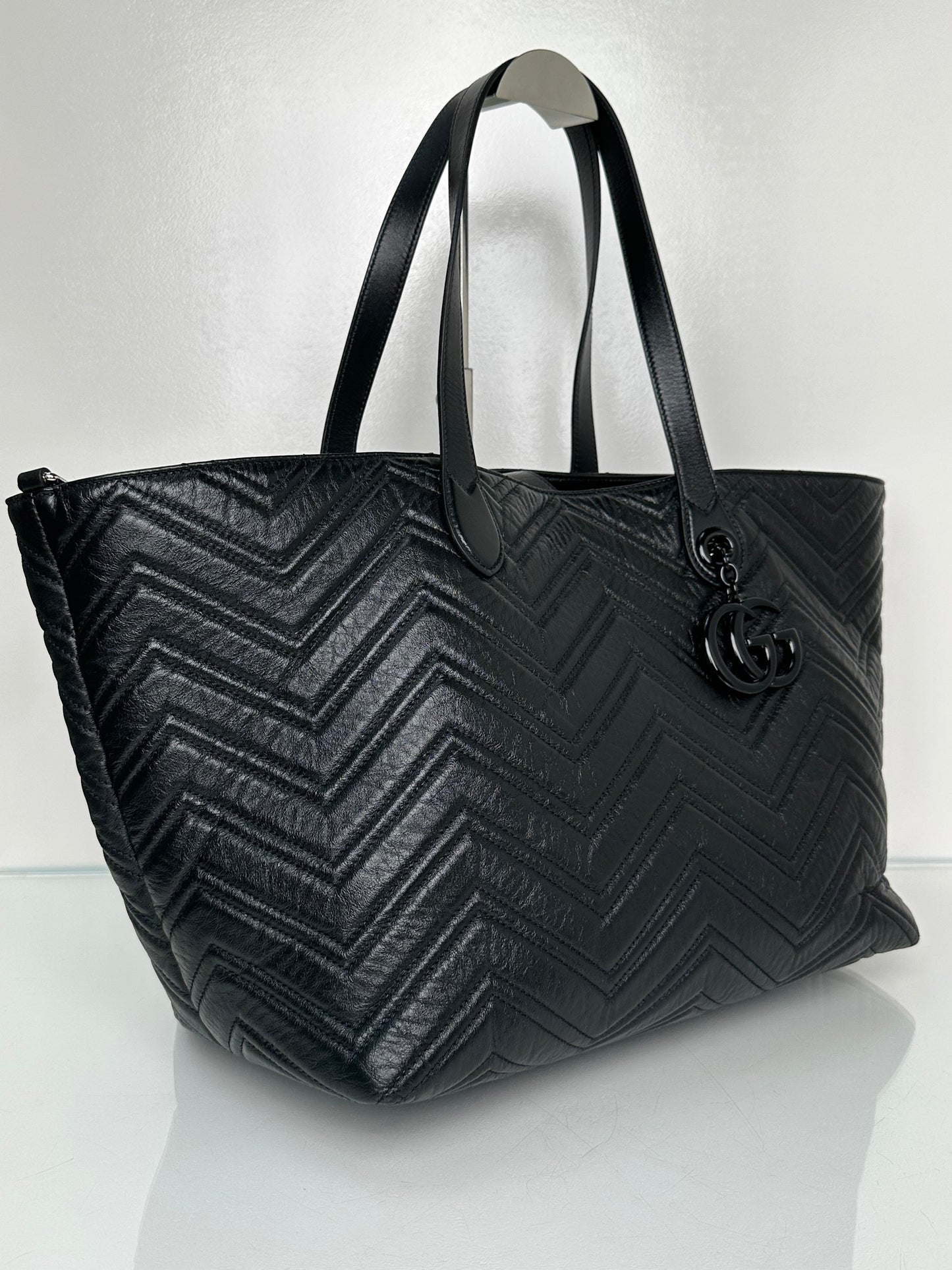 Gucci Black Leather Marmont Large Tote Bag BHW