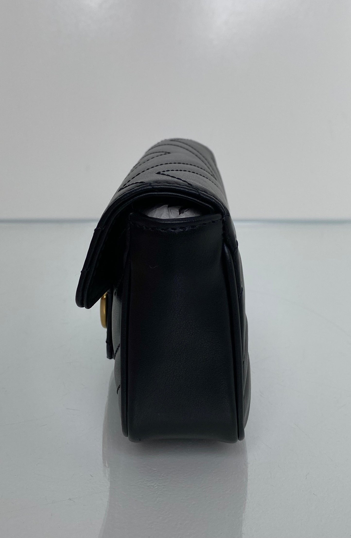 Gucci Black GG Marmont Mini Crossbody Bag GHW