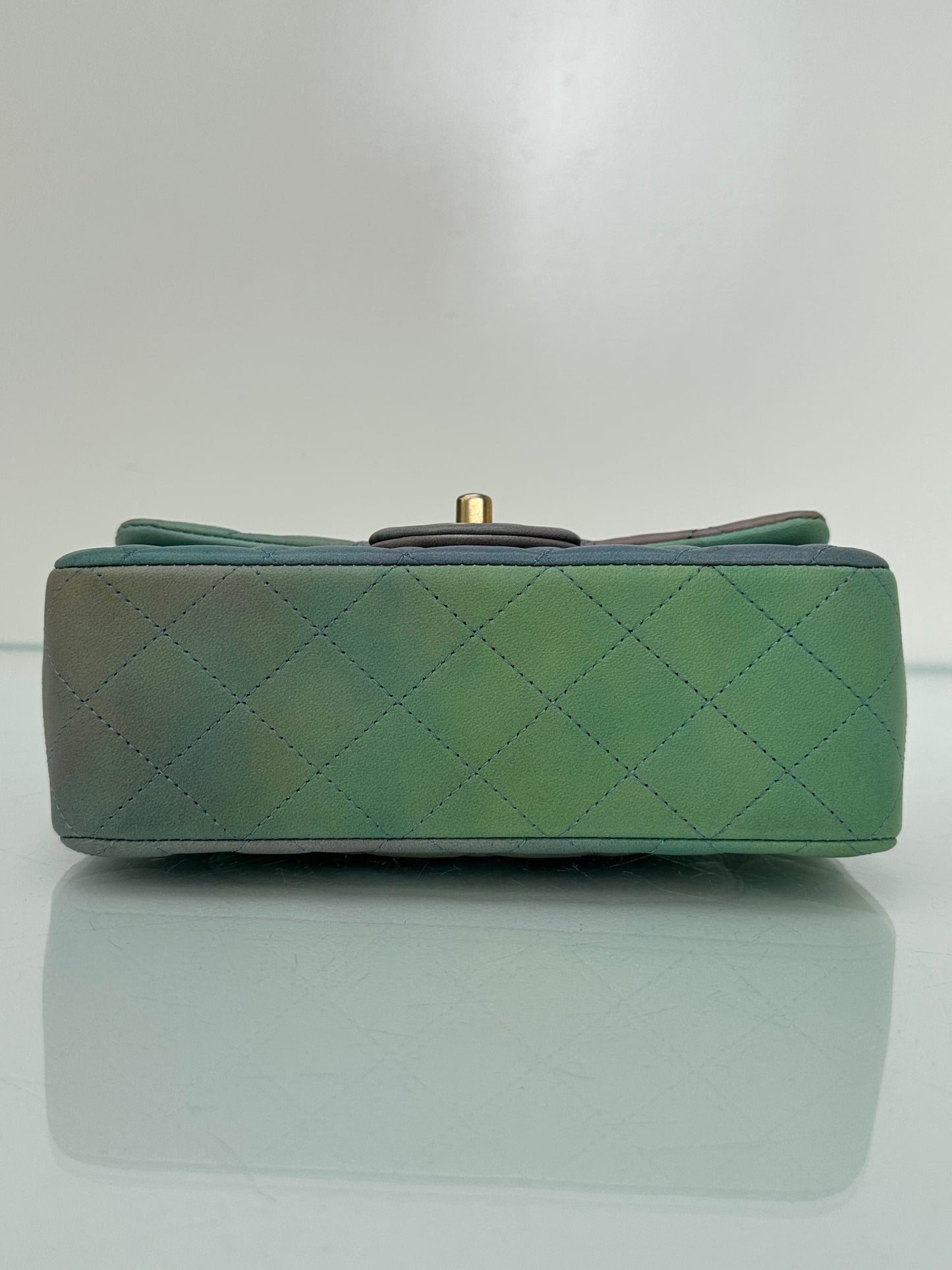 Chanel Green, Purple, & Blue Gradient Mini Rectangle Top Handle Bag GHW 22S