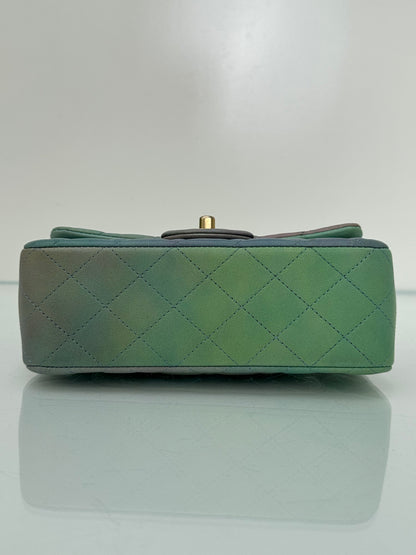 Chanel Green, Purple, & Blue Gradient Mini Rectangle Top Handle Bag GHW 22S
