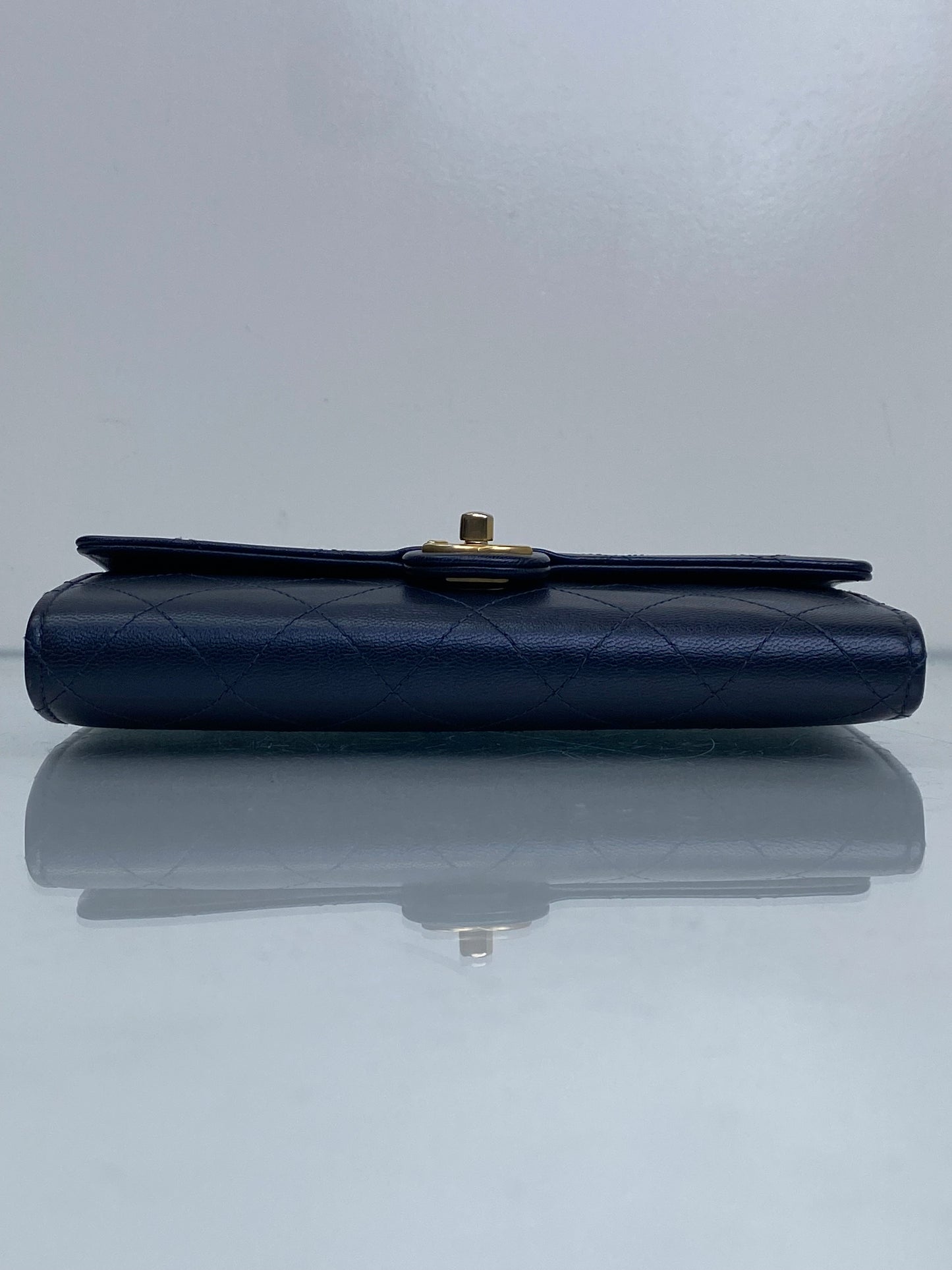 Chanel Vintage Black Lambskin Chic Pearl Clutch GHW