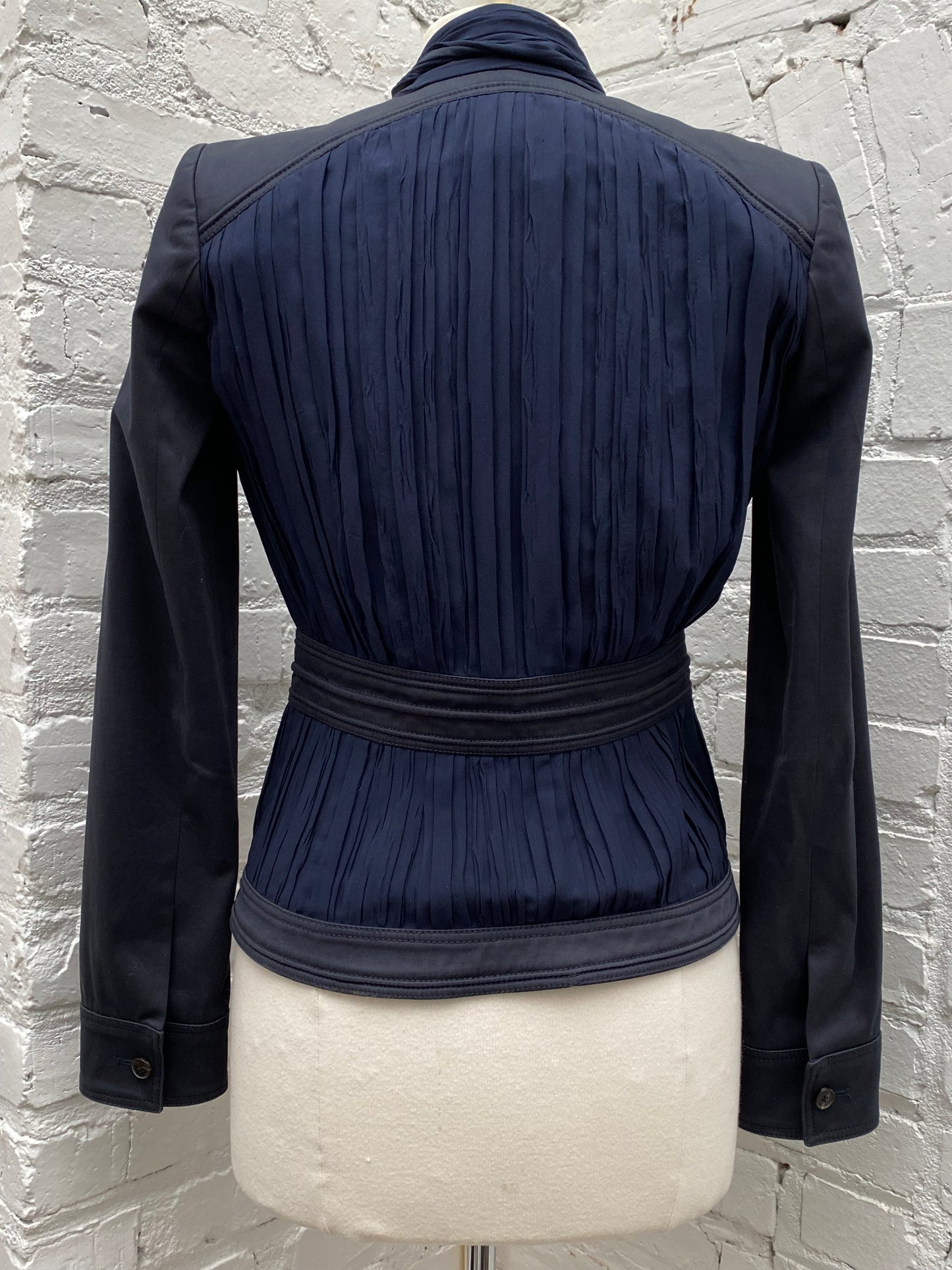 Zac Posen Navy Pleated Blazer, 2