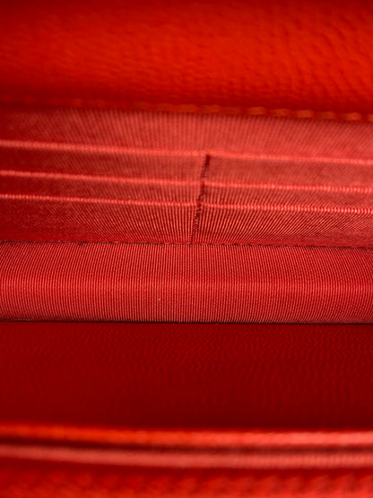 Chanel Orange Poppy Caviar Wallet On Chain LGHW