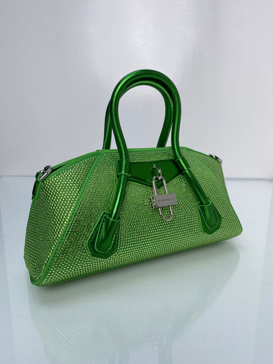 Givenchy Mini Antigona Stretch Green Rhinestone Bag SHW