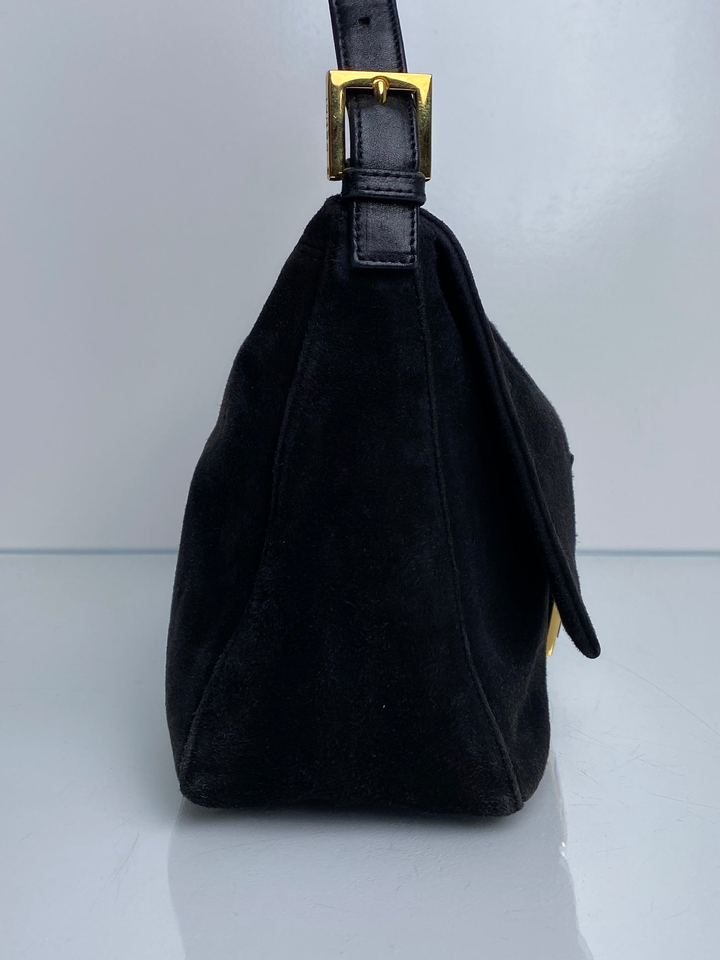 Fendi Black Suede Mama Baguette GHW