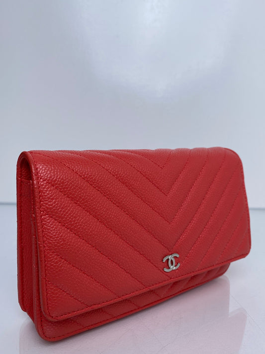 Chanel Pink & Orange Chevron Caviar WOC, SHW