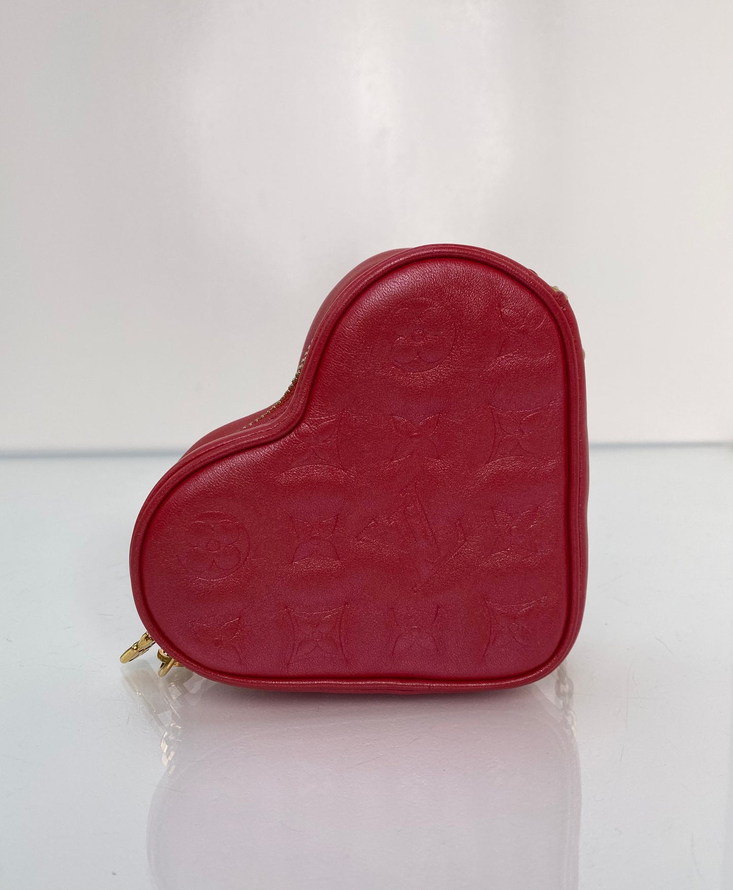 Louis Vuitton Red Metallic Monogram Sac Couer Heart Bag GHW