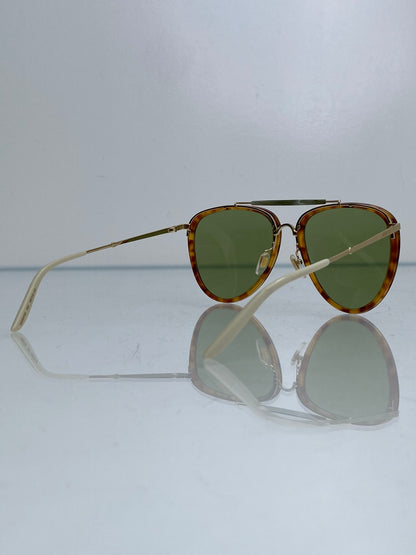 Gucci Green & White Tortoise Shell Oversized Aviator Sunglasses