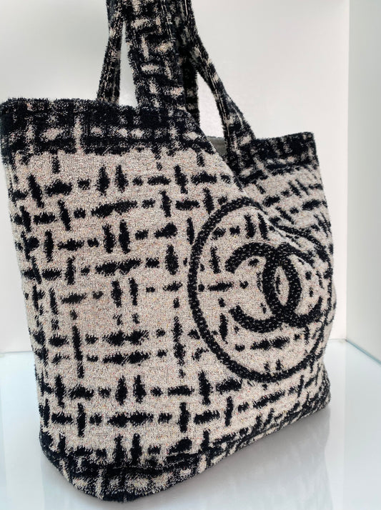 Chanel Black/Grey Towel Bag with Pouch