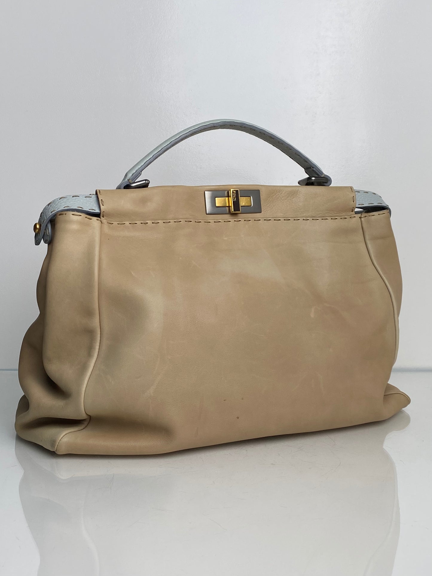 Fendi Beige & Grey Peekaboo Tote Bag TTHW
