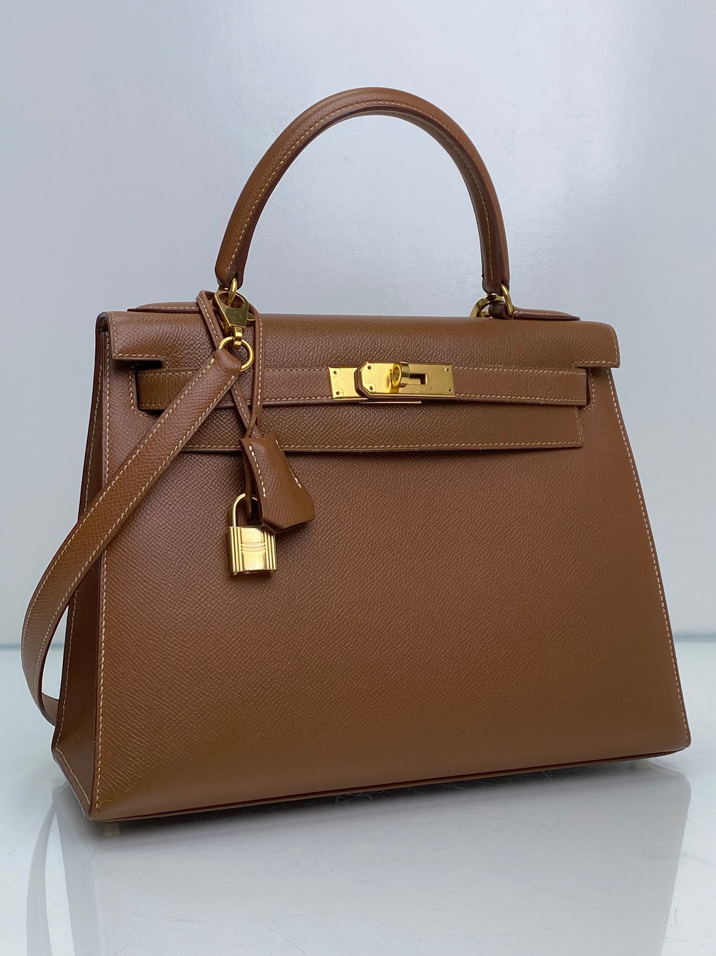 Hermes Kelly 32 Sellier Gold Epsom GHW #Z