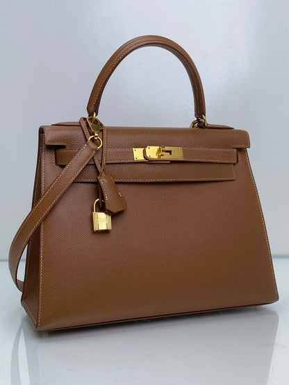 Hermes Kelly 32 Sellier Gold Epsom GHW #Z