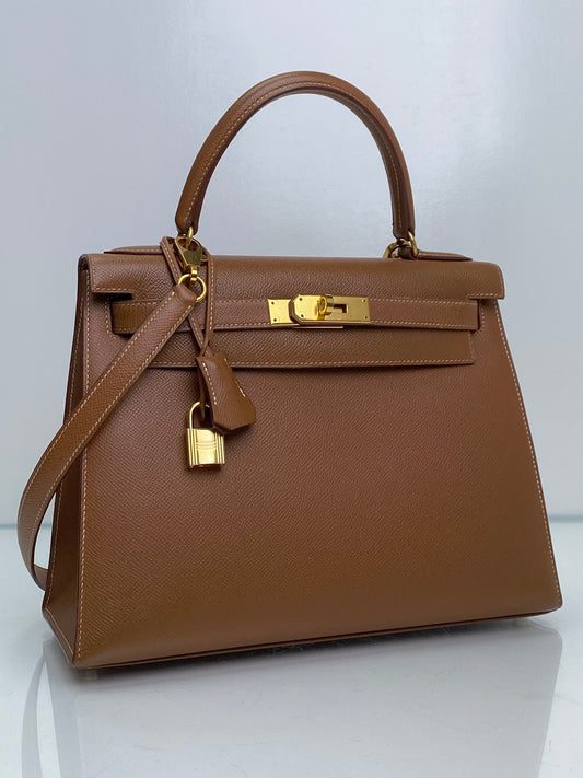Hermes Kelly 32 Sellier Gold Epsom GHW #Z
