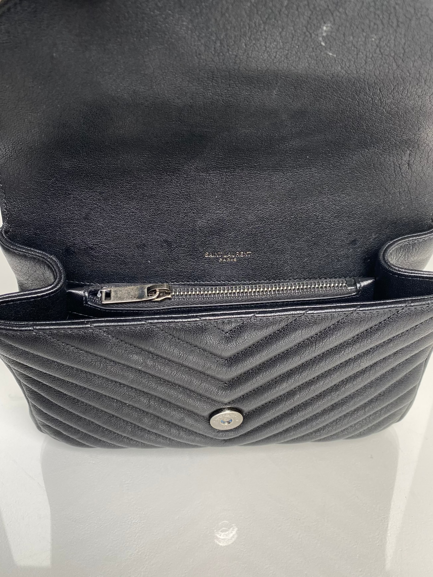 Saint Laurent Black Chevron College Tophandle Bag RHW