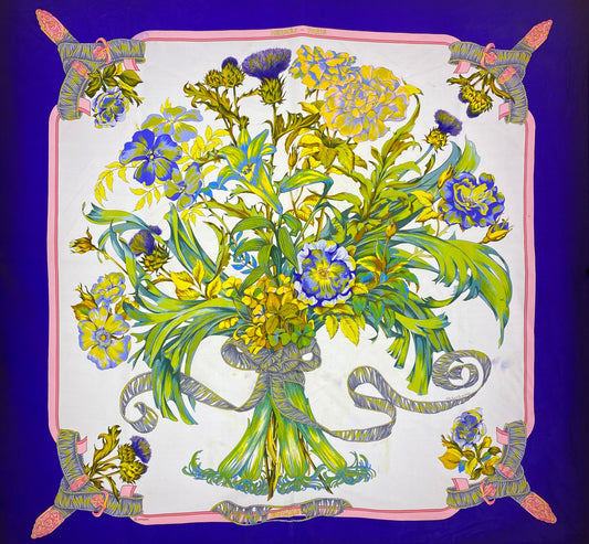 Hermes ‘Regina’ Blue Floral Scarf