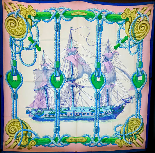 Hermes Pink/Green/Blue Silk Scarf