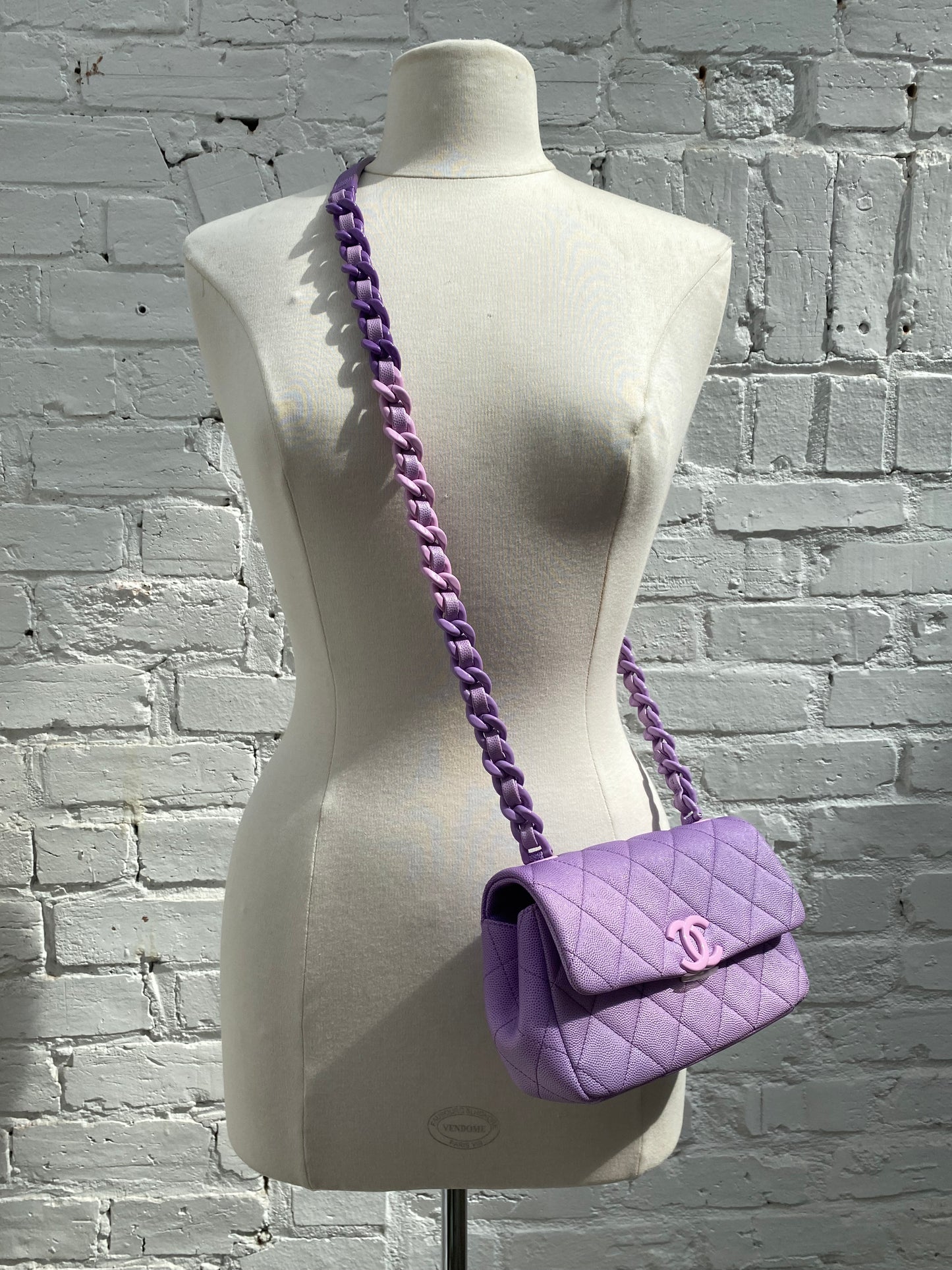 Chanel Mini Purple Ombre Flap Acrylic Chain Bag SHW