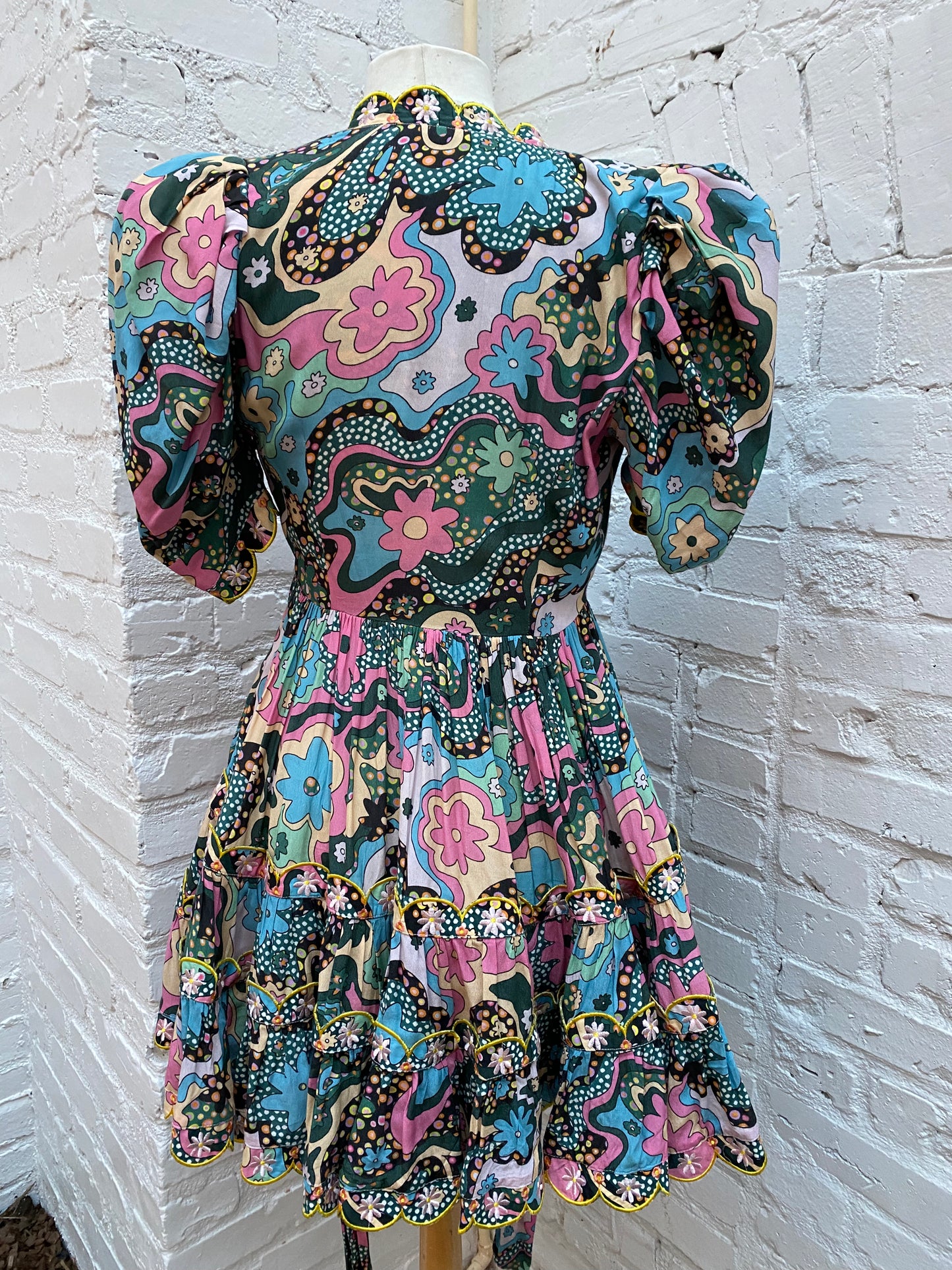 Celia B Abstract Floral Wrap Dress XS