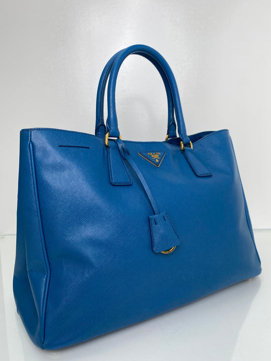 Prada Blue Saffiano Tote Bag GHW