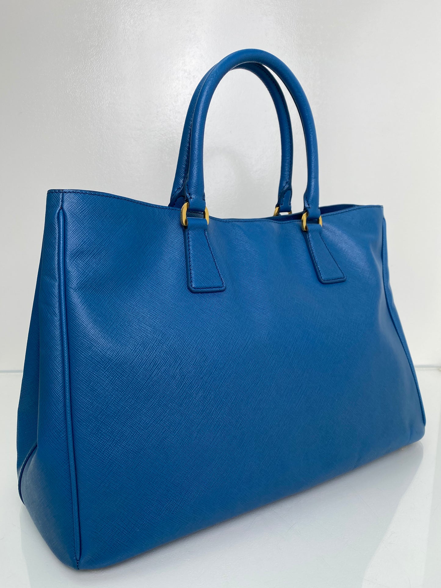 Prada Blue Saffiano Tote Bag GHW
