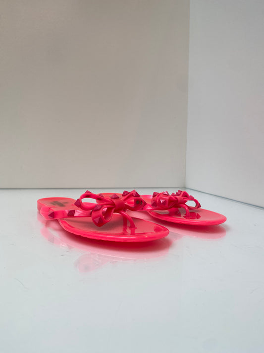 Valentino Hot Pink Studded Flip Flops, 40