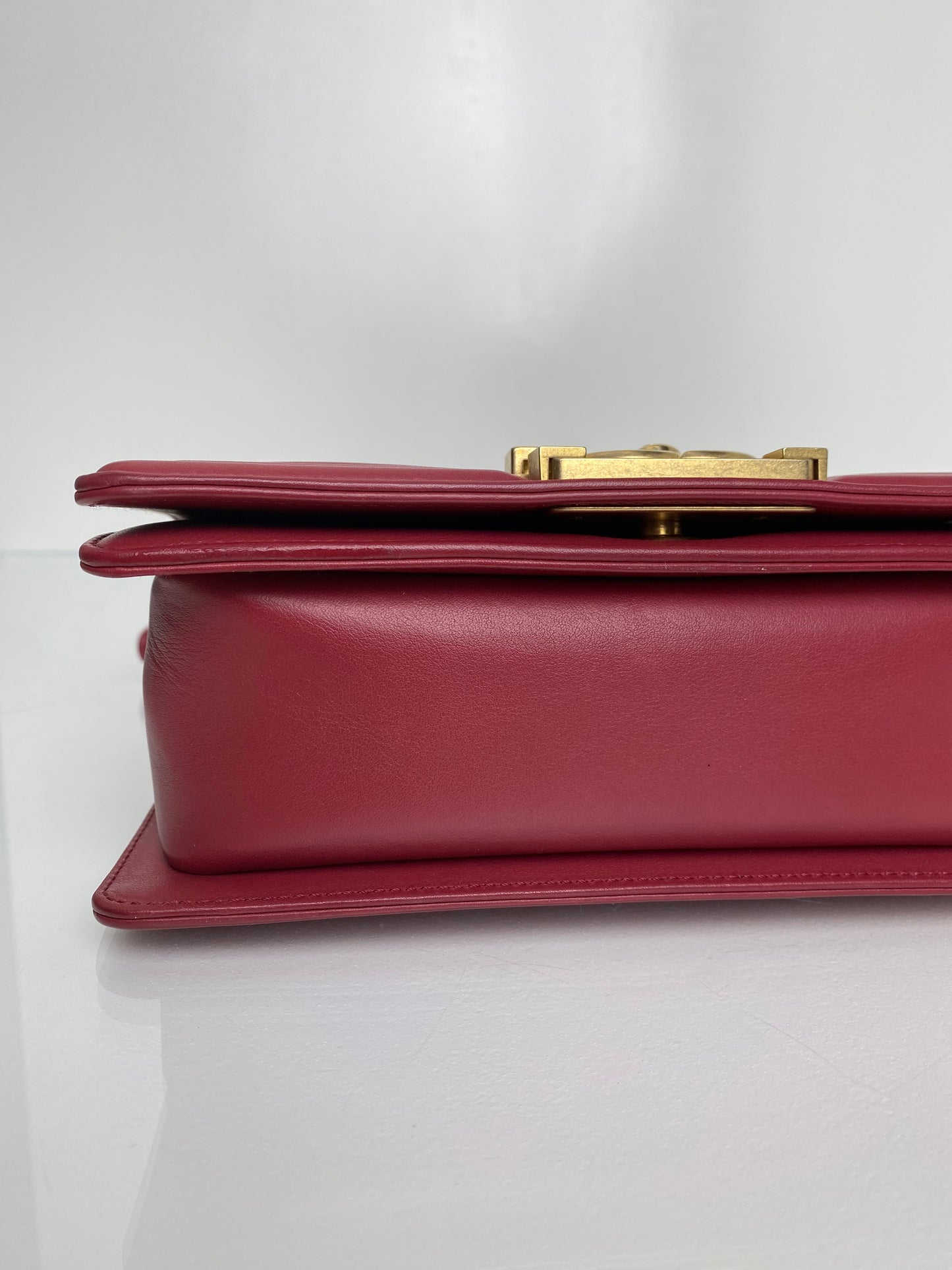 Chanel Boy Bag Red Lambskin Chevron Small GHW