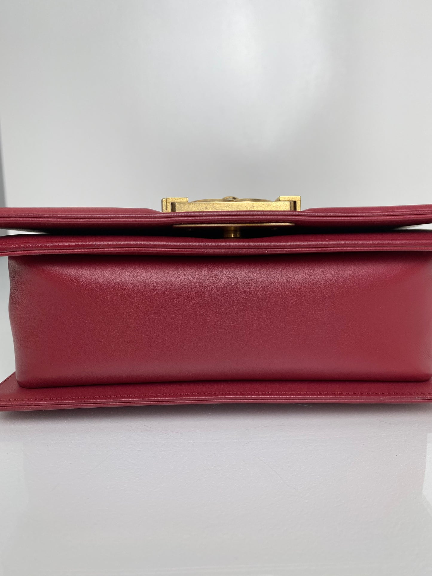 Chanel Boy Bag Red Lambskin Chevron Small GHW