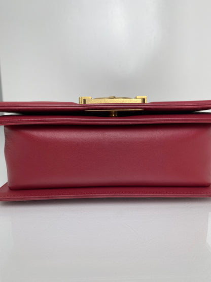 Chanel Boy Bag Red Lambskin Chevron Small GHW