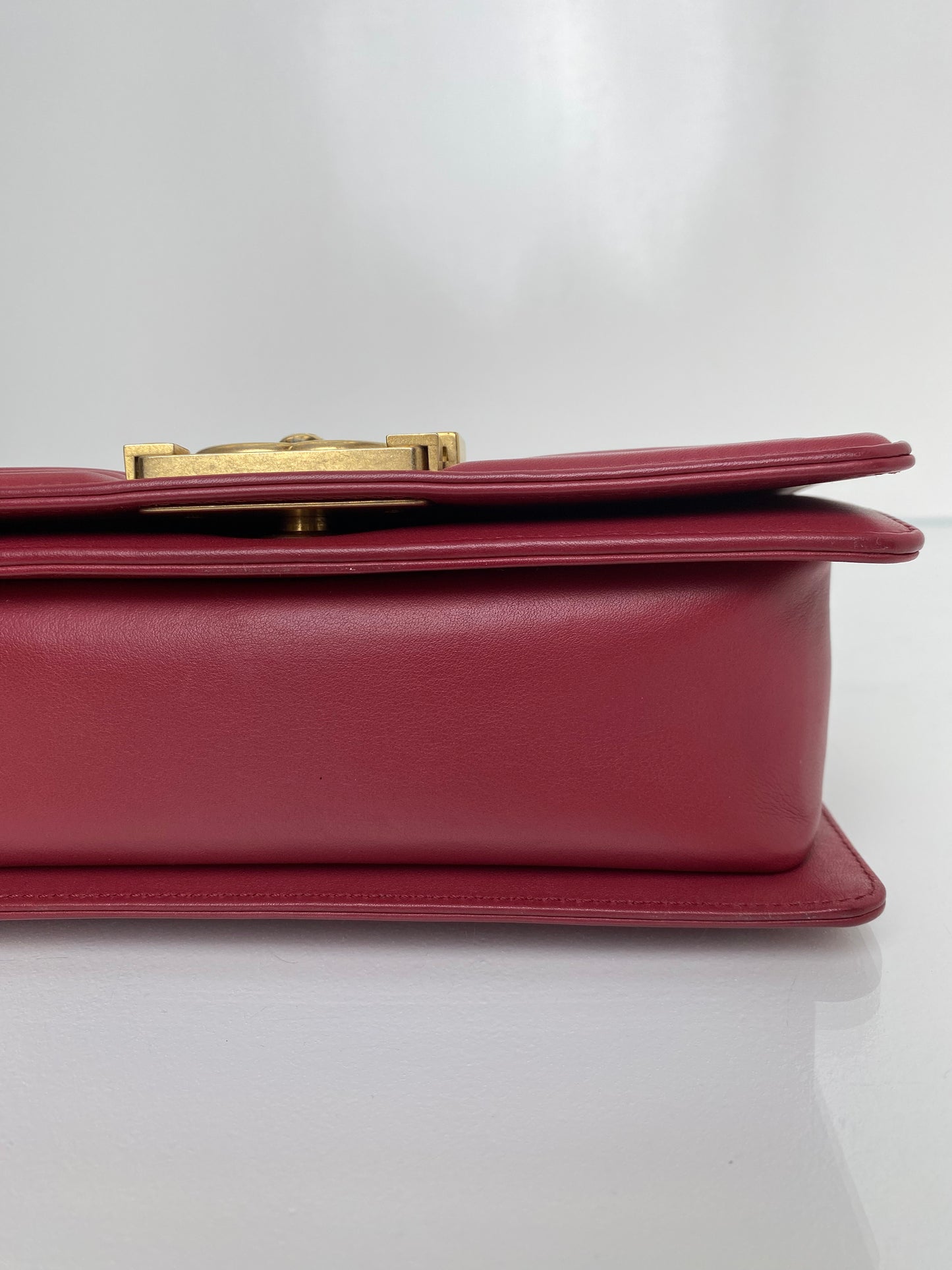 Chanel Boy Bag Red Lambskin Chevron Small GHW