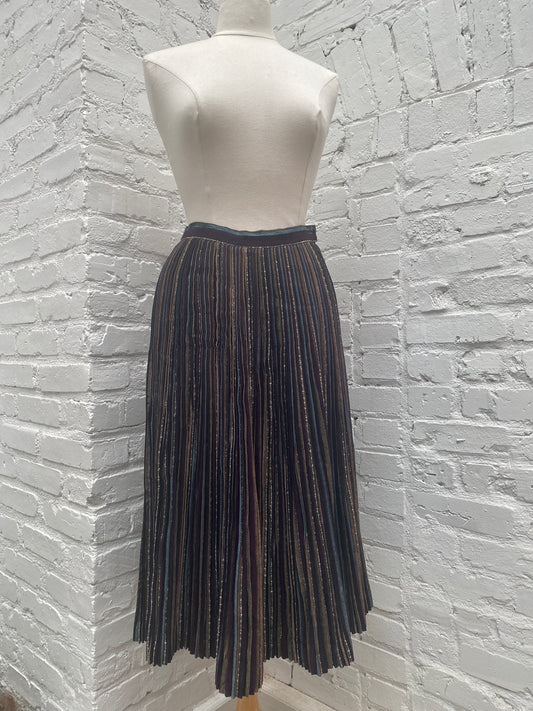 1980’s Burgundy, Blue, & Yellow Micro Pleated Skirt, M