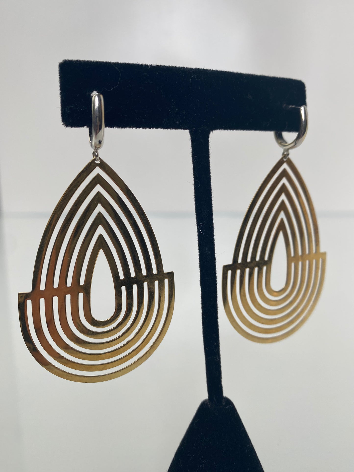 14KY Flower and Gold French Clip Earrings