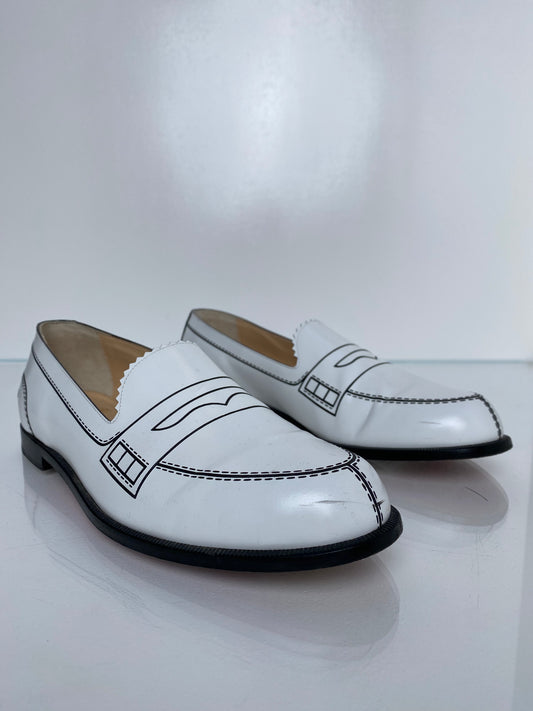 Christian Louboutin White Mocalaureat Tromp L'oeil Loafers, 39