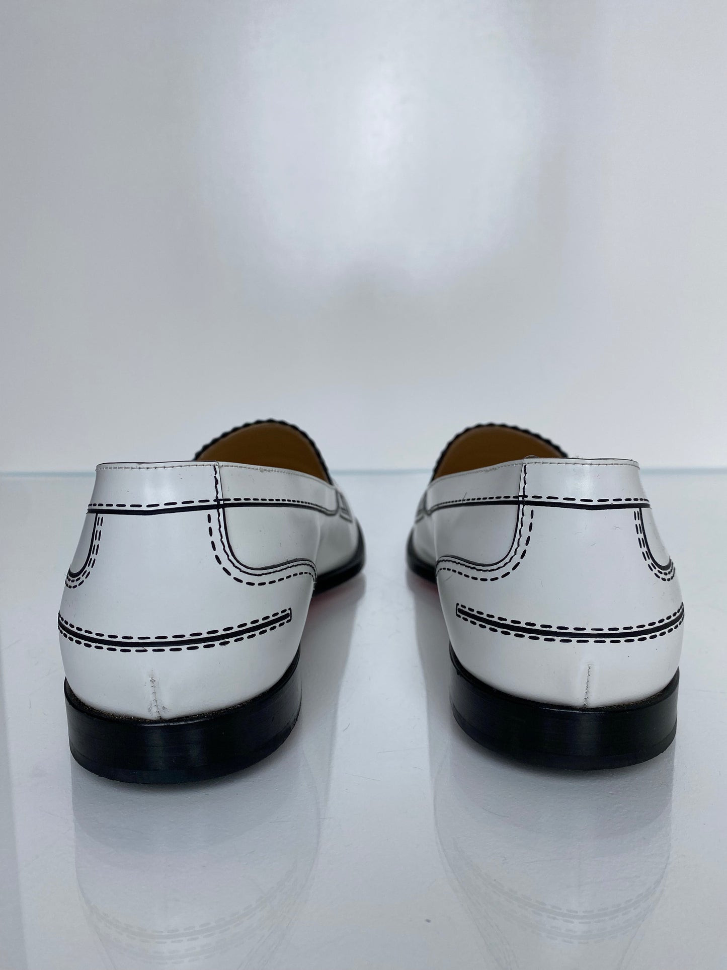 Christian Louboutin White Mocalaureat Tromp L'oeil Loafers, 39