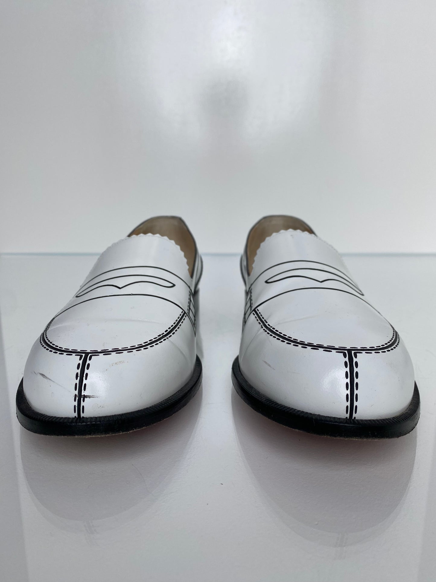 Christian Louboutin White Mocalaureat Tromp L'oeil Loafers, 39