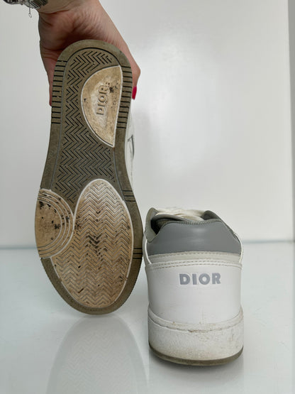 Christian Dior White / Grey Oblique Sneakers, 39.5