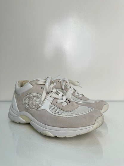 Chanel CC Sneakers Light Taupe/White, 39.5