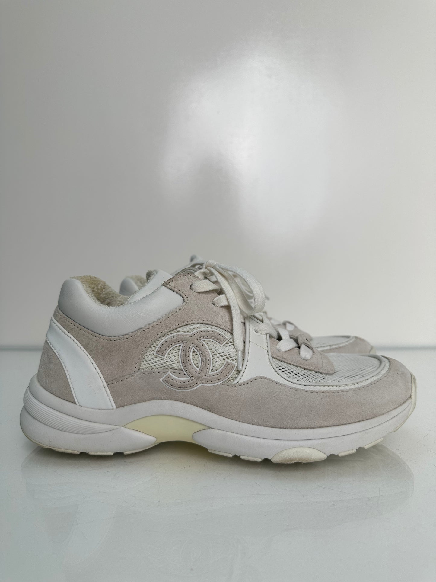 Chanel CC Sneakers Light Taupe/White, 39.5