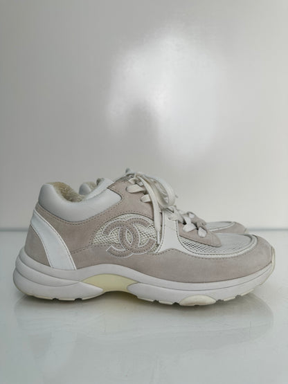 Chanel CC Sneakers Light Taupe/White, 39.5