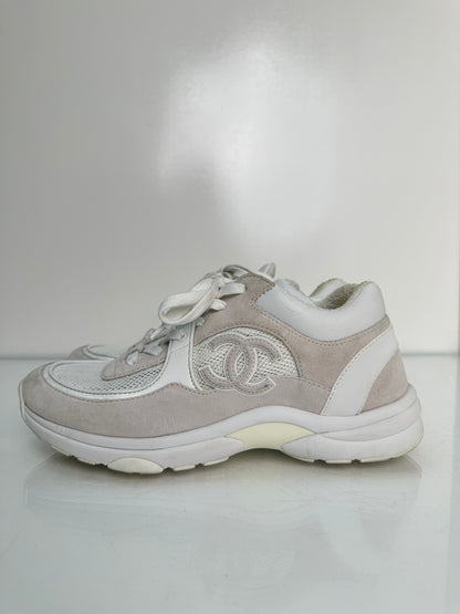 Chanel CC Sneakers Light Taupe/White, 39.5