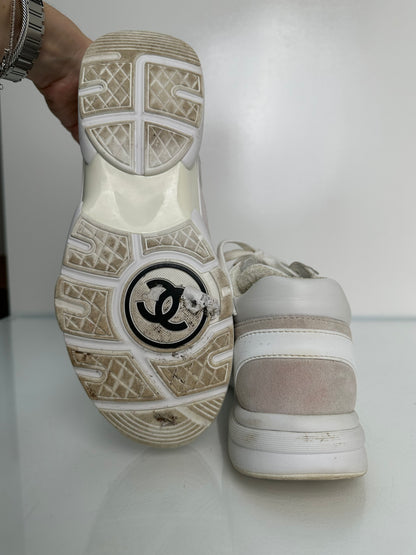 Chanel CC Sneakers Light Taupe/White, 39.5