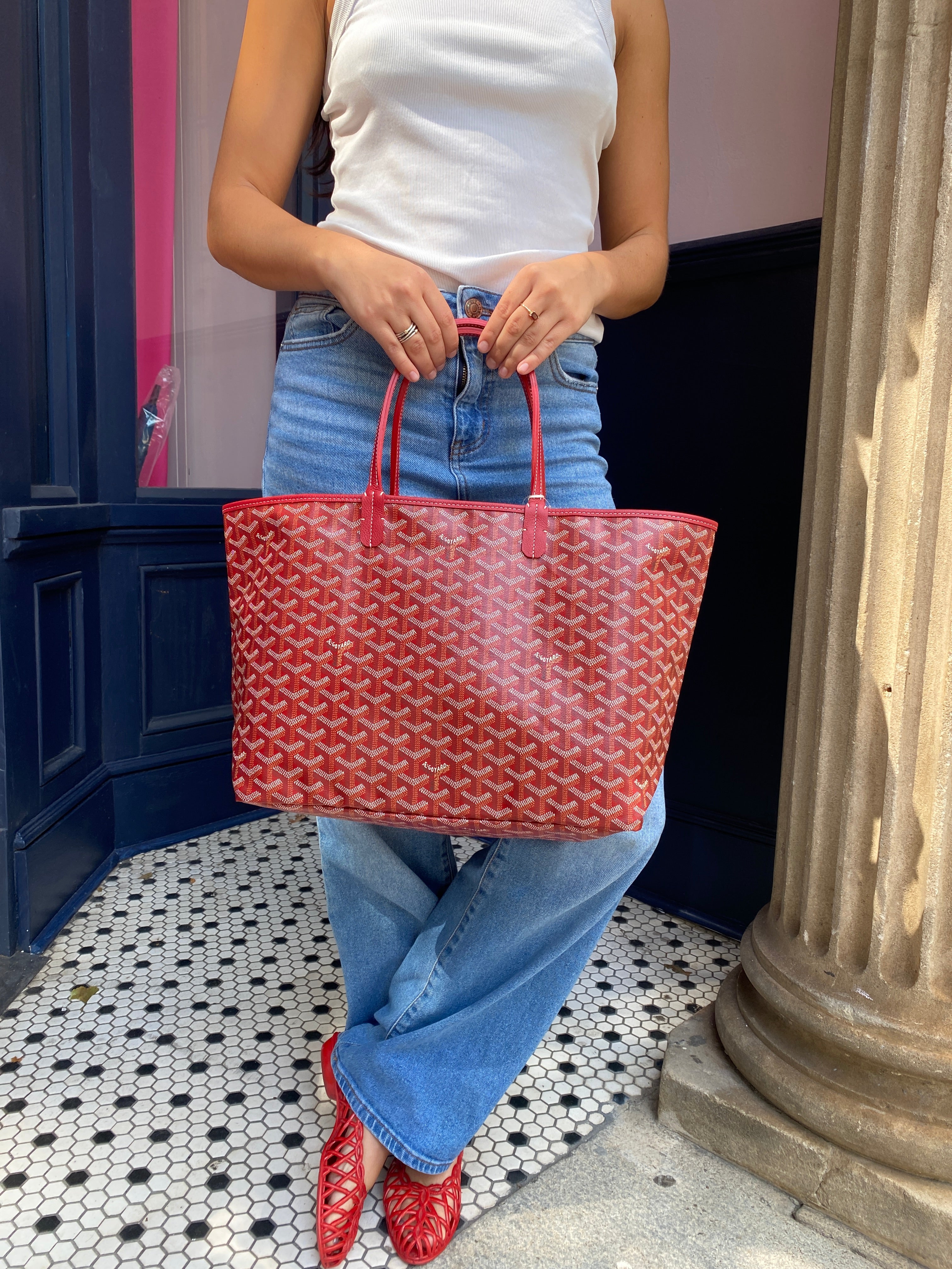 Goyard red tote bag hotsell