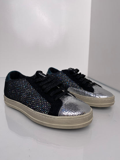 P4848 Black Metallic Sneakers, 36
