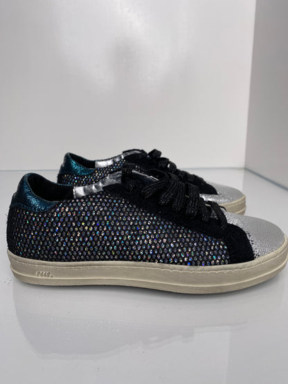 P4848 Black Metallic Sneakers, 36
