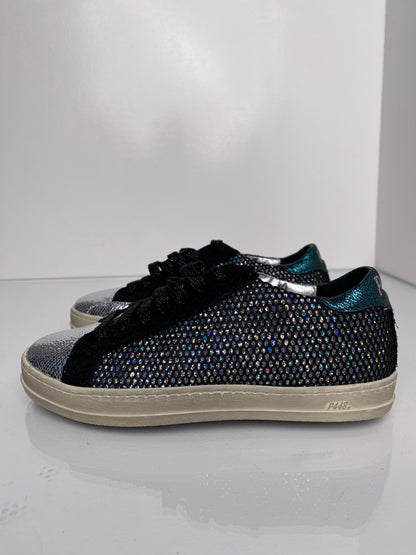 P4848 Black Metallic Sneakers, 36