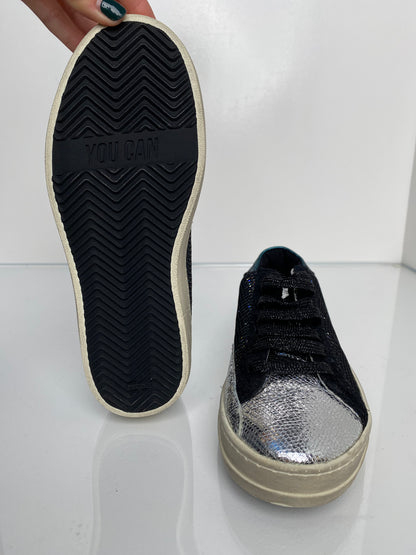 P4848 Black Metallic Sneakers, 36