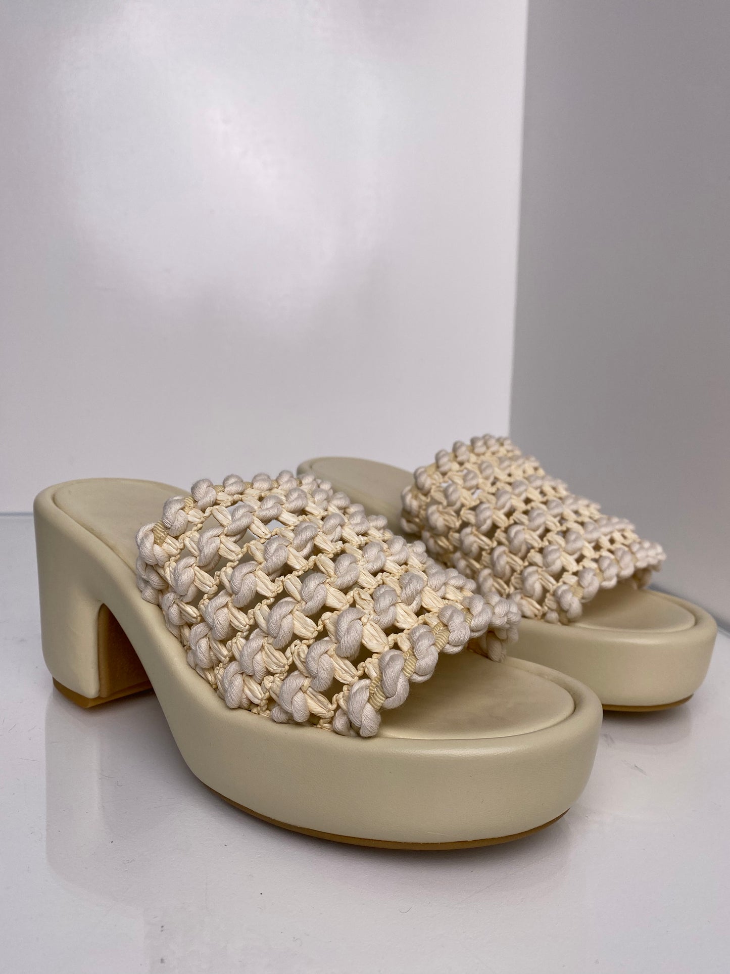 Clergerie Cream Crochet Heels, 39.5