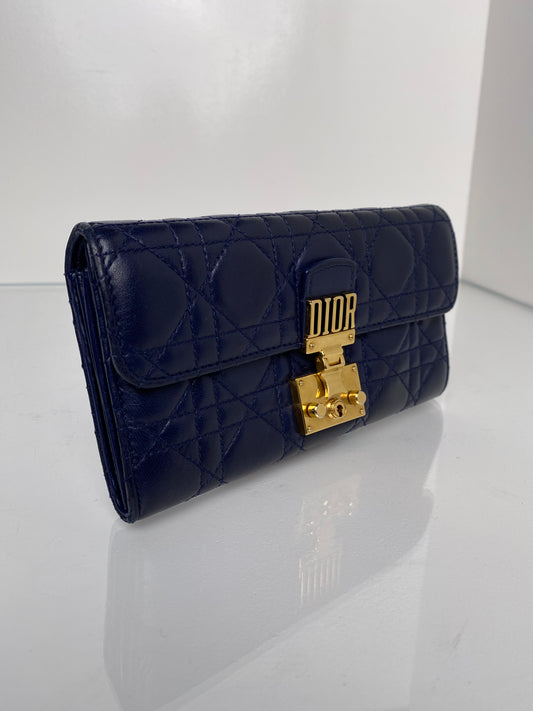 Dior Navy Quilted Cannage Dioraddict Wallet