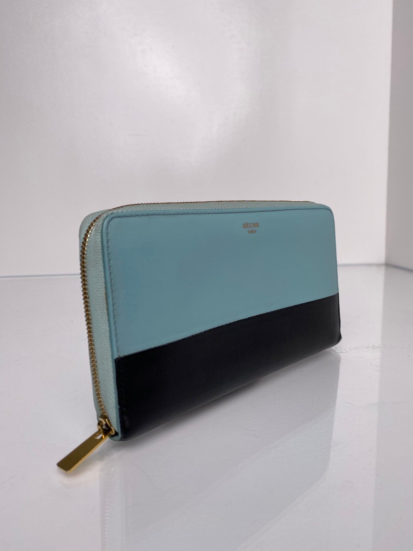 Celine Blue & Black Continental Zip Wallet