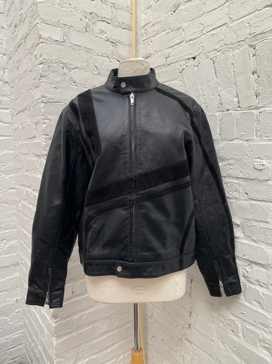 Deadwood Black Recycled Leather & Suede Jacket, 38